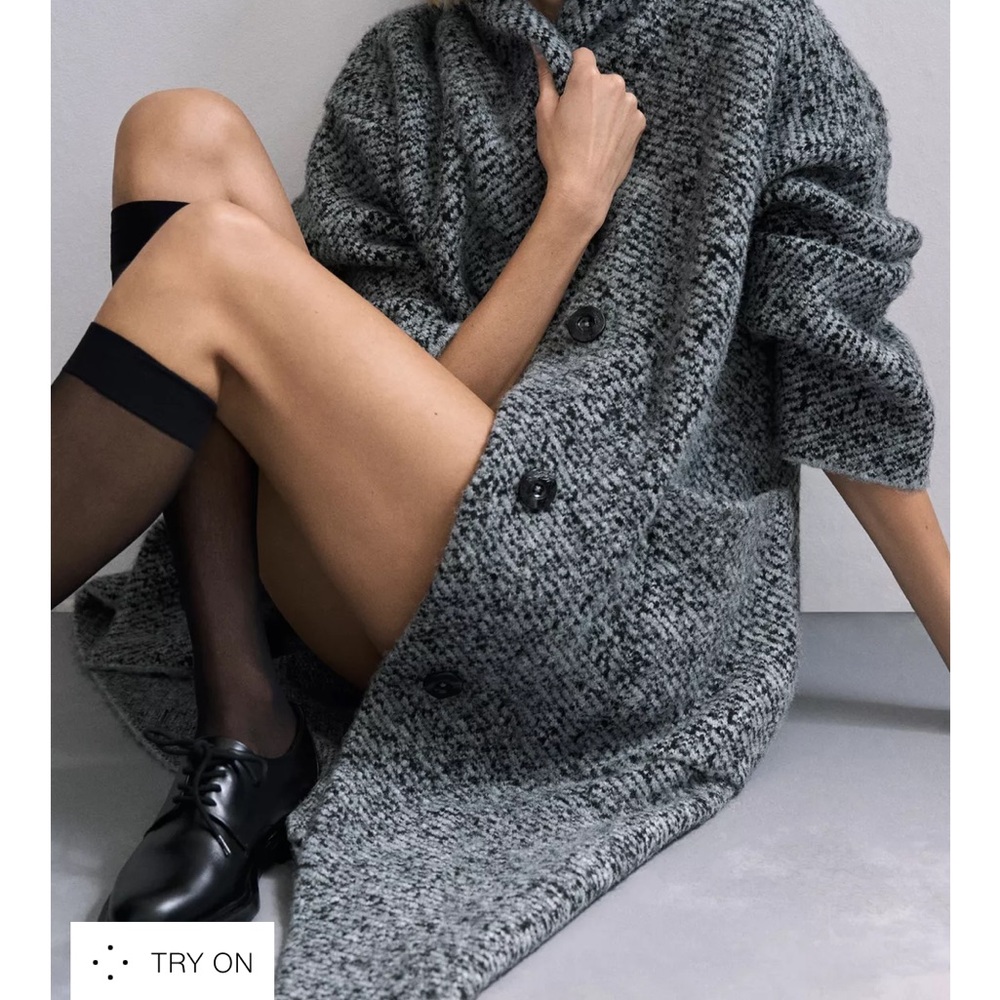 NWT! Zara Shawl Collar Knit Coat